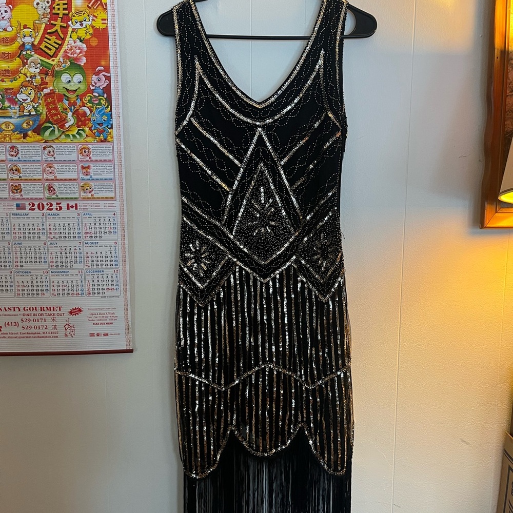 Elegant Black and Silver Beaded Dress